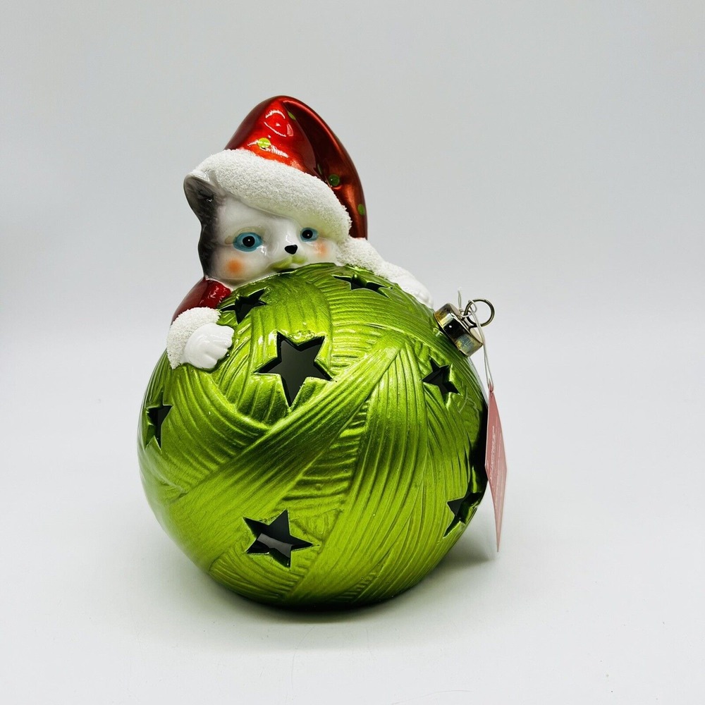 Home Reflections Luminary Flameless Candle Timer Cat Christmas‎ Holiday Ball New